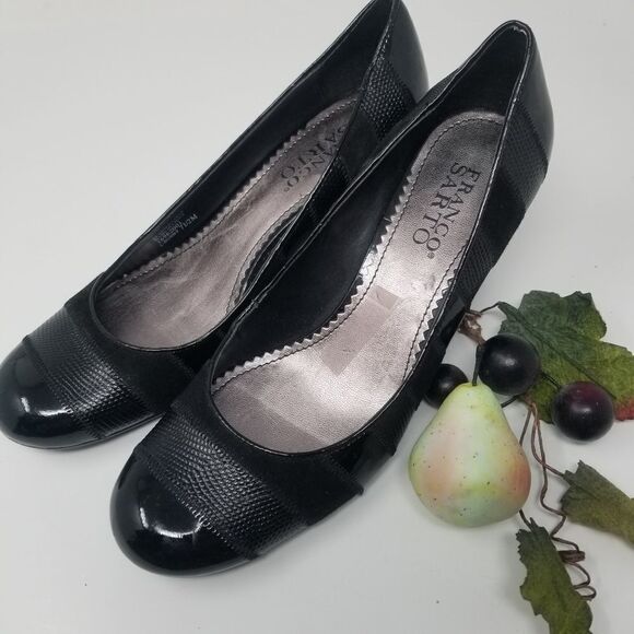 FRANCO SARTO BLACK LEATHER HEELS. SIZE 7.5. - Picture 16 of 16